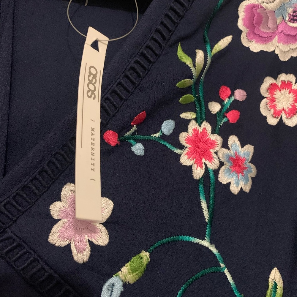 ASOS Maternity Navy Floral Midi Dress - Picture 8 of 9